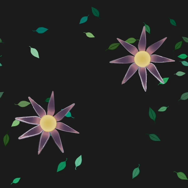 Composición Diseño Con Flores Simples Hojas Verdes Ilustración Vectorial — Vector de stock