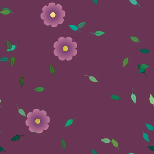 Composición Libre Con Flores Colores Simples Hojas Verdes Para Papel — Vector de stock