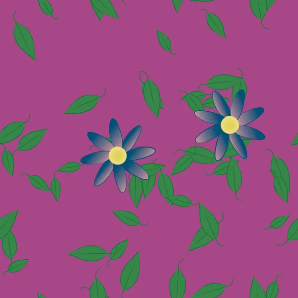 Composition Design Avec Fleurs Simples Feuilles Vertes Illustration Vectorielle — Image vectorielle