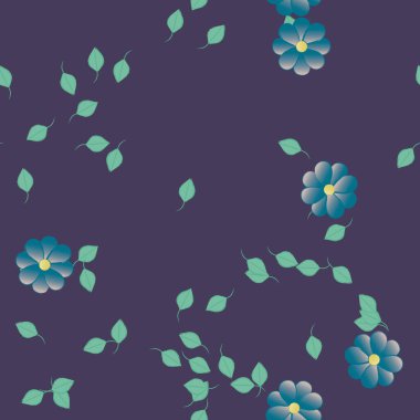 Basit çiçek ve yeşil yapraklı tasarım kompozisyonu, vektör illüstrasyonu