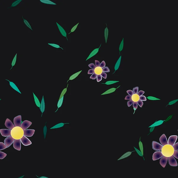 Composición Libre Con Flores Colores Simples Hojas Verdes Para Papel — Archivo Imágenes Vectoriales