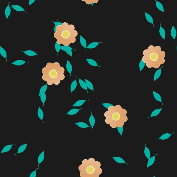 Composition Design Avec Fleurs Simples Feuilles Vertes Illustration Vectorielle — Image vectorielle