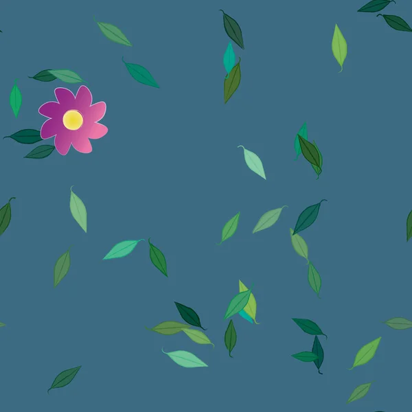 Composición Libre Con Flores Colores Simples Hojas Verdes Para Papel — Archivo Imágenes Vectoriales