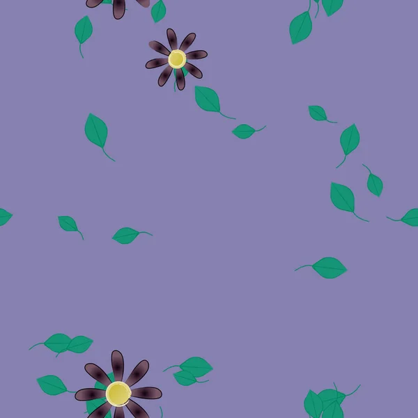 Composition Design Avec Fleurs Simples Feuilles Vertes Illustration Vectorielle — Image vectorielle