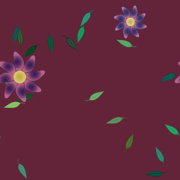 Composition Design Avec Fleurs Simples Feuilles Vertes Illustration Vectorielle — Image vectorielle