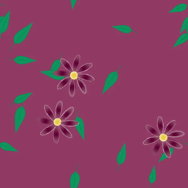 Composición Libre Con Flores Colores Simples Hojas Verdes Para Papel — Archivo Imágenes Vectoriales