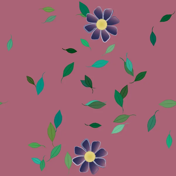 Blommor Med Gröna Blad Fri Sammansättning Vektor Illustration — Stock vektor