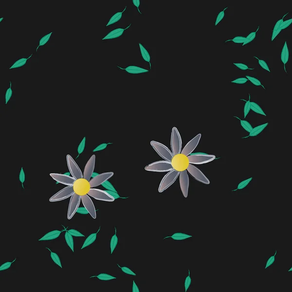 Composición Libre Con Flores Colores Simples Hojas Verdes Para Papel — Archivo Imágenes Vectoriales