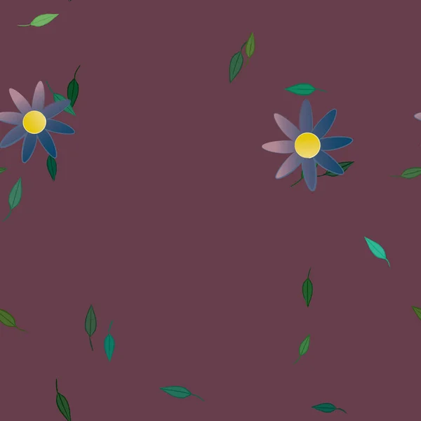 Flores Con Hojas Verdes Composición Libre Ilustración Vectorial — Archivo Imágenes Vectoriales