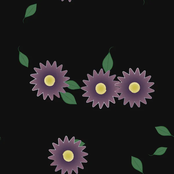 Composition Design Avec Fleurs Simples Feuilles Vertes Illustration Vectorielle — Image vectorielle