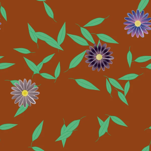 Flores Con Hojas Verdes Composición Libre Ilustración Vectorial — Vector de stock