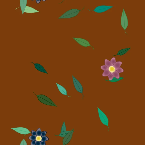 Flores Con Hojas Verdes Composición Libre Ilustración Vectorial — Vector de stock