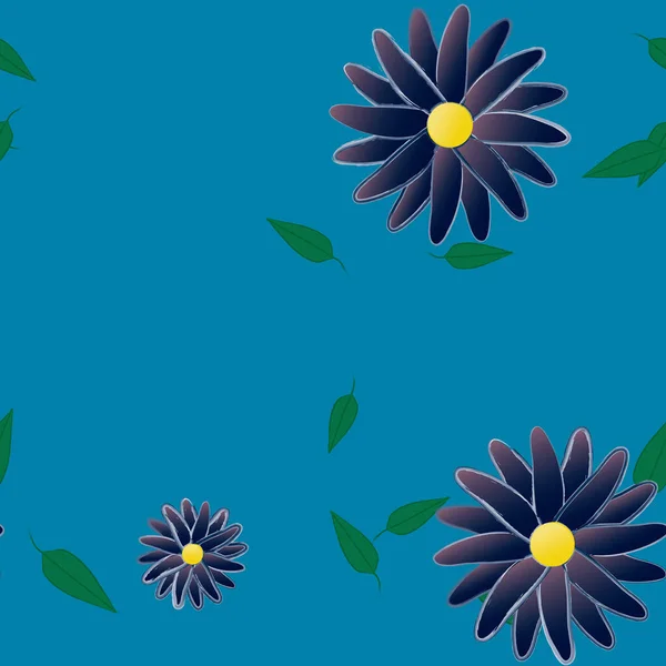 Composição Design Com Flores Simples Folhas Verdes Ilustração Vetorial — Vetor de Stock