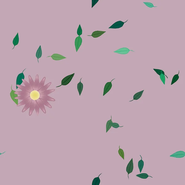 Blommor Med Gröna Blad Fri Sammansättning Vektor Illustration — Stock vektor