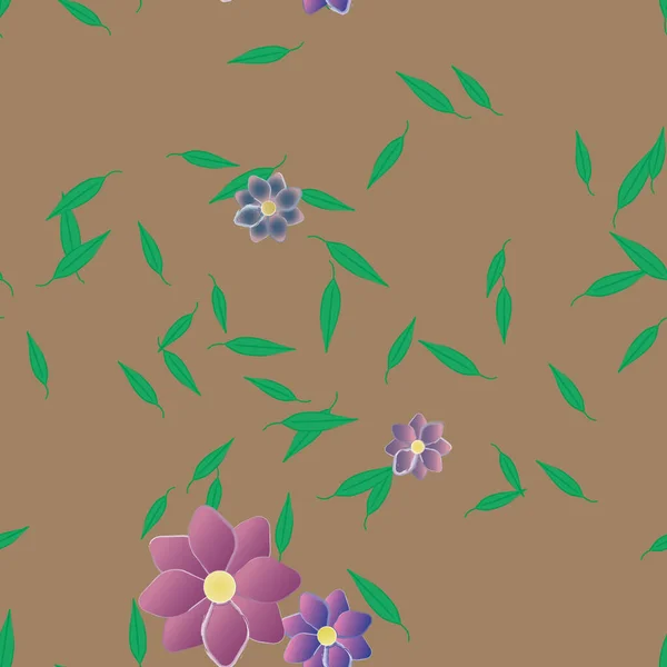 Belle Composition Avec Des Fleurs Colorées Simples Des Feuilles Vertes — Image vectorielle