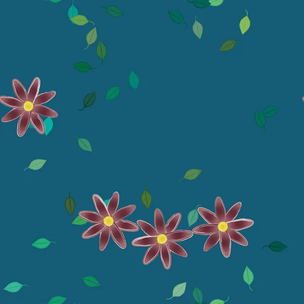 Fleurs Aux Feuilles Vertes Composition Libre Illustration Vectorielle — Image vectorielle