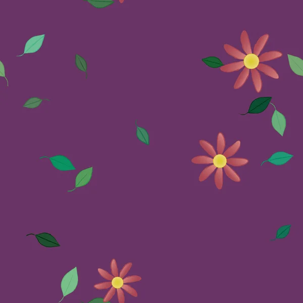 Composition Design Avec Fleurs Simples Feuilles Vertes Illustration Vectorielle — Image vectorielle