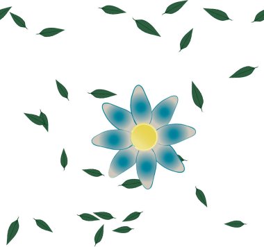 Serbest kompozisyonda yeşil yapraklı çiçekler, vektör illüstrasyonu