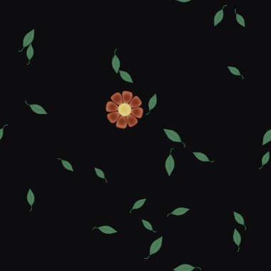 Serbest kompozisyonda yeşil yapraklı çiçekler, vektör illüstrasyonu