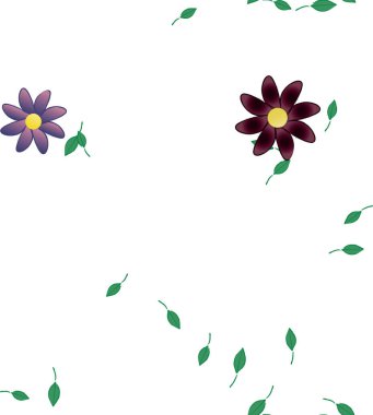 Serbest kompozisyonda yeşil yapraklı çiçekler, vektör illüstrasyonu