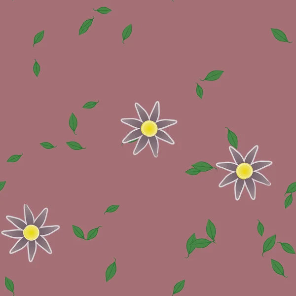 Flores Con Hojas Verdes Composición Libre Ilustración Vectorial — Vector de stock