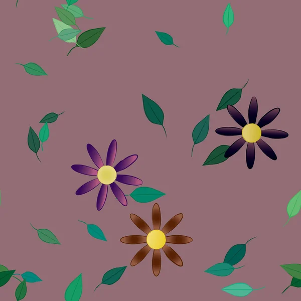 Composición Libre Con Flores Colores Simples Hojas Verdes Para Papel — Vector de stock