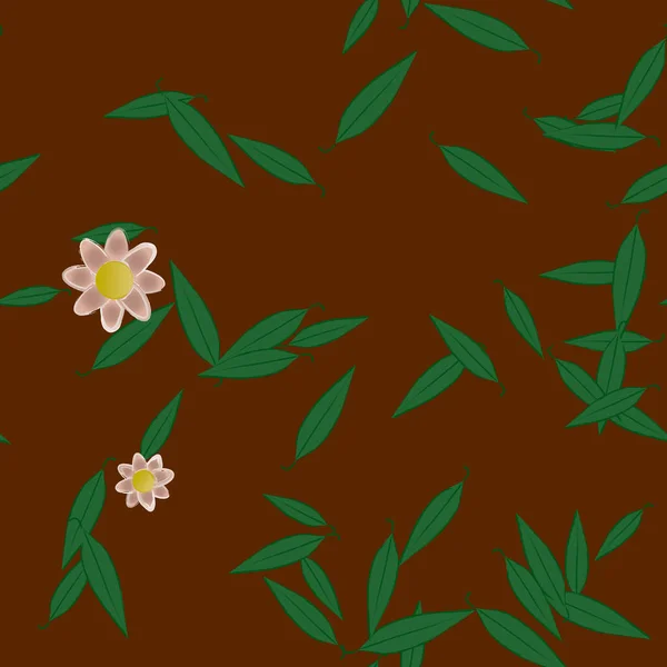 Fleurs Aux Feuilles Vertes Composition Libre Illustration Vectorielle — Image vectorielle