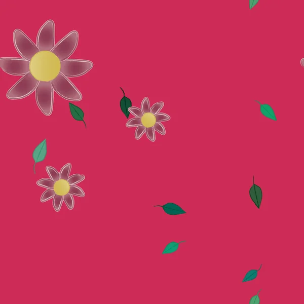 Flores Con Hojas Verdes Composición Libre Ilustración Vectorial — Vector de stock