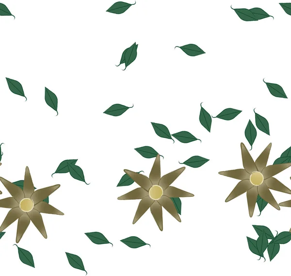 Fleurs Aux Feuilles Vertes Composition Libre Illustration Vectorielle — Image vectorielle