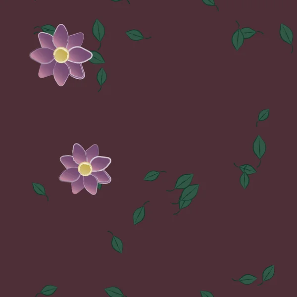 Composition Design Avec Fleurs Simples Feuilles Vertes Illustration Vectorielle — Image vectorielle