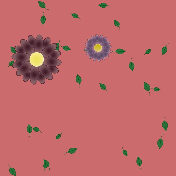 Flores Con Hojas Verdes Composición Libre Ilustración Vectorial — Archivo Imágenes Vectoriales