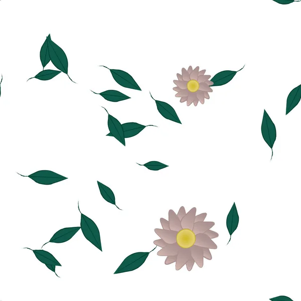 Blommor Med Gröna Blad Fri Sammansättning Vektor Illustration — Stock vektor