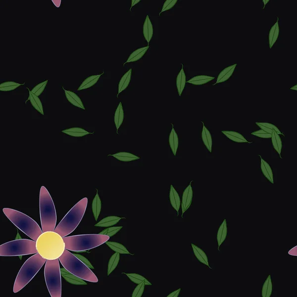 Fleurs Simples Avec Des Feuilles Vertes Composition Libre Illustration Vectorielle — Image vectorielle