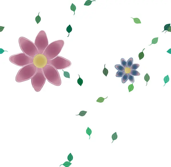 Composition Design Avec Fleurs Simples Feuilles Vertes Illustration Vectorielle — Image vectorielle