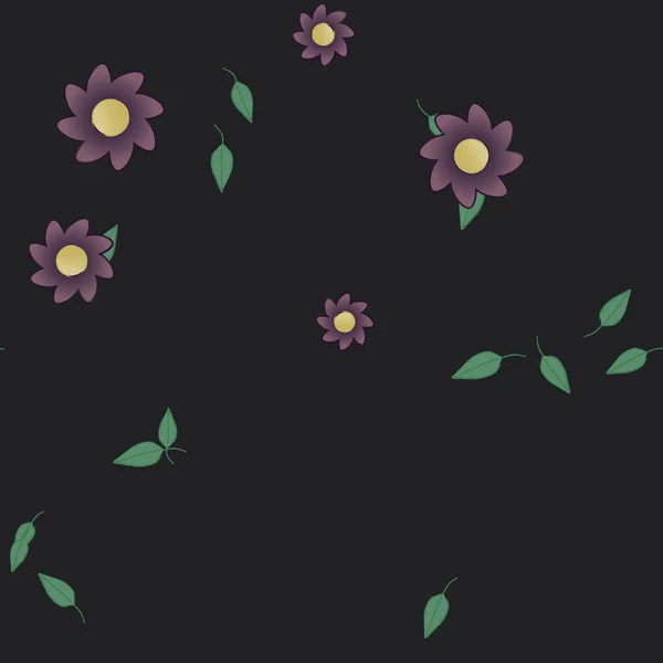 Composition Design Avec Fleurs Simples Feuilles Vertes Illustration Vectorielle — Image vectorielle