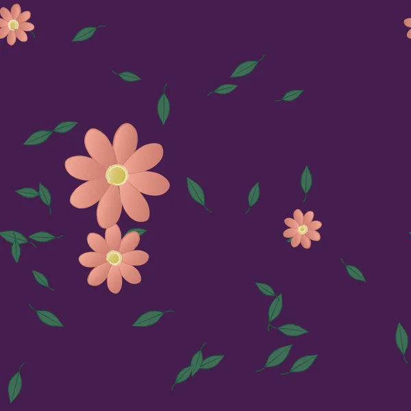 Composición Libre Con Flores Colores Simples Hojas Verdes Para Papel — Vector de stock