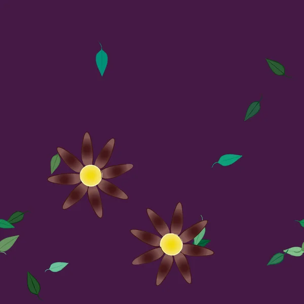 Fleurs Aux Feuilles Vertes Composition Libre Illustration Vectorielle — Image vectorielle