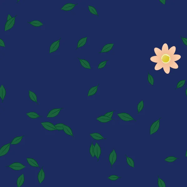 Flores Con Hojas Verdes Composición Libre Ilustración Vectorial — Vector de stock