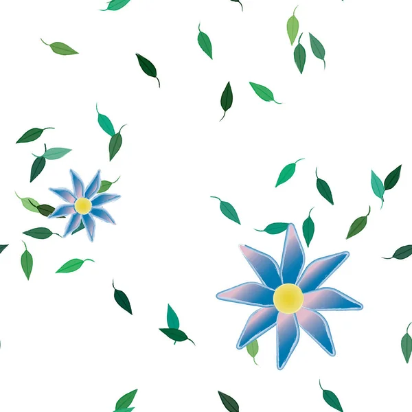 Composição Design Com Flores Simples Folhas Verdes Ilustração Vetorial — Vetor de Stock