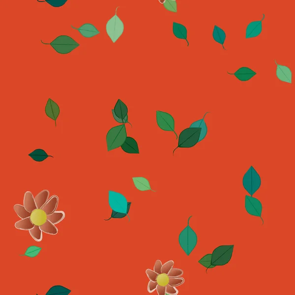 Blommor Med Gröna Blad Fri Sammansättning Vektor Illustration — Stock vektor