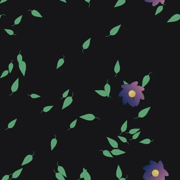 Hermosa Composición Con Flores Colores Simples Hojas Verdes Fondo Ilustración — Vector de stock