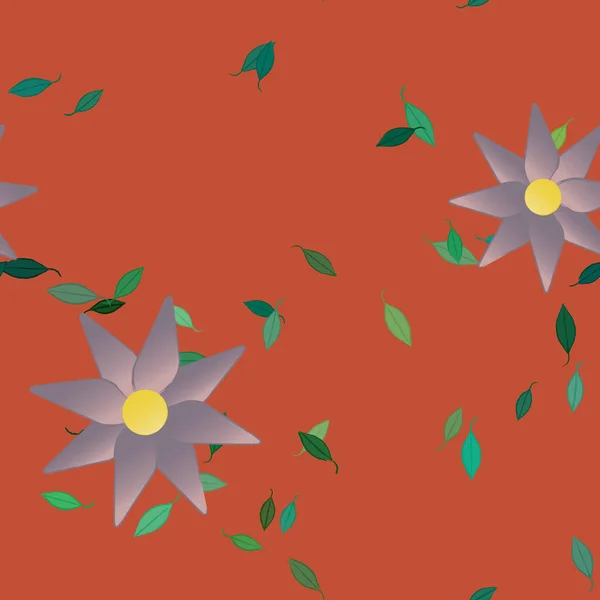 Fleurs Simples Avec Des Feuilles Vertes Composition Libre Illustration Vectorielle — Image vectorielle