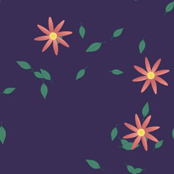 Composition Design Avec Fleurs Simples Feuilles Vertes Illustration Vectorielle — Image vectorielle