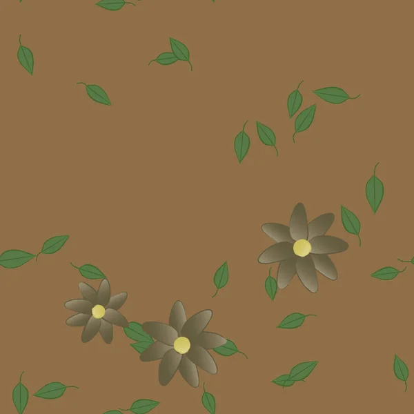 Flores Con Hojas Verdes Composición Libre Ilustración Vectorial — Archivo Imágenes Vectoriales