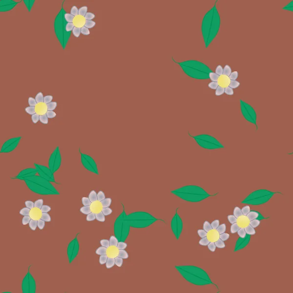 Flores Con Hojas Verdes Composición Libre Ilustración Vectorial — Vector de stock