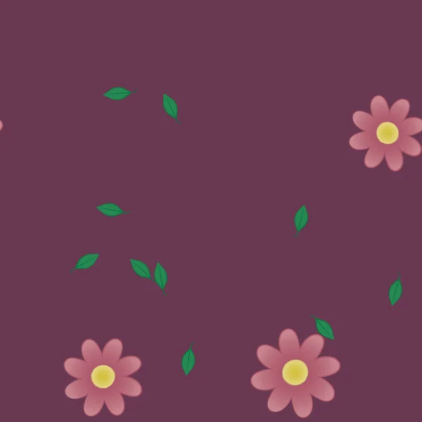 Composición Libre Con Flores Colores Simples Hojas Verdes Para Papel — Vector de stock