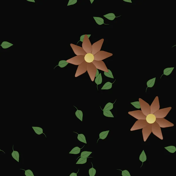 Fleurs Simples Avec Des Feuilles Vertes Composition Libre Illustration Vectorielle — Image vectorielle