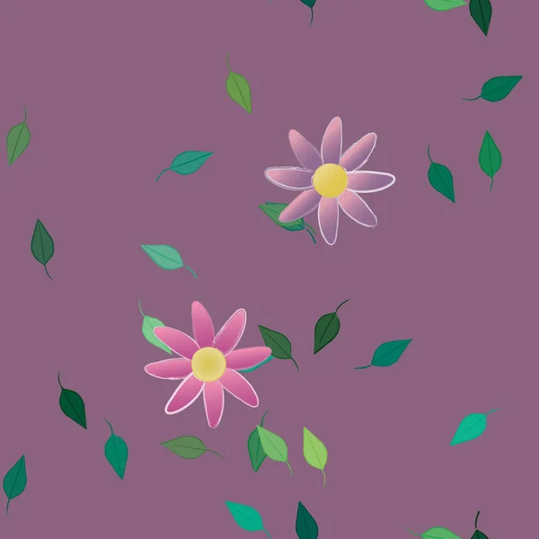 Fleurs Aux Feuilles Vertes Composition Libre Illustration Vectorielle — Image vectorielle