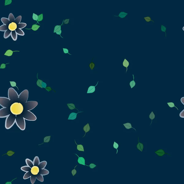 Blomster Med Grønne Blade Fri Sammensætning Vektor Illustration – Stock-vektor