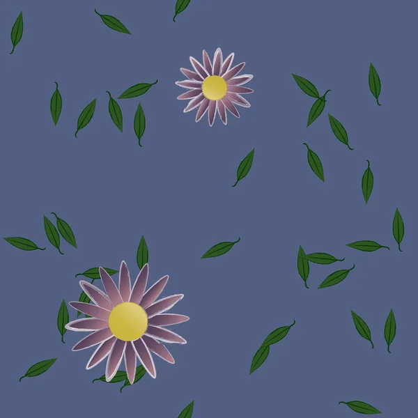 Bloemen Met Groene Bladeren Vrije Samenstelling Vector Illustratie — Stockvector